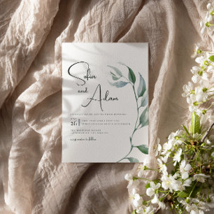 Invitation Watercolor Winter Feuilles mariage fête