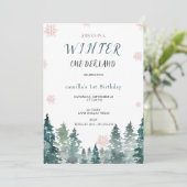 Invitation Watercolor Winter Forest Onederland 1er anniversai (Debout devant)