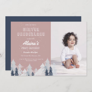 Invitation Watercolor Winter Onederland Fête d'anniversaire