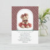Invitation Watercolor Winter Teddy bear Christmas Baby Show (Debout devant)