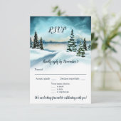 Invitation Watercolor Winter Wonderland Menu Mariage RSVP (Debout devant)