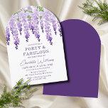 Invitation Watercolor Wisteria Quarty & Fabal Floral Chic<br><div class="desc">Watercolor Wisteria Forty & Fabulous Floral Chic présente des fleurs de glycine d'aquarelle élégantes en lavande douce et violet avec des feuilles verts sur un arrière - plan blanc avec vos 40e anniversaire d'invitation informations ci-dessous. Personnalisez en modifiant le texte dans les zones de texte fournies. Conçu pour vous par...</div>