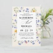 Invitation Watercolor Wldflowers Meadow Details RSVP Wedding (Debout devant)