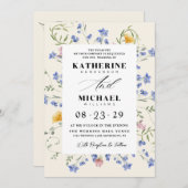 Invitation Watercolor Wldflowers Meadow Details RSVP Wedding (Devant / Derrière)