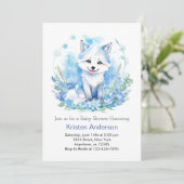 Invitation Watercolor Wolf Cub Baby shower garçon (Debout devant)