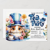 Invitation Watercolor Wonderland Boy Baby shower Tea Party (Devant / Derrière)