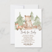 Invitation Watercolor Woodland Book Demande de Baby shower (Devant)
