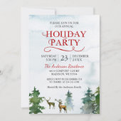 Invitation Watercolor Woodland Deer Snow Forest Fête (Devant)