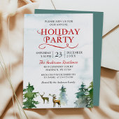 Invitation Watercolor Woodland Deer Snow Forest Fête