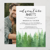 Invitation Watercolor Woodland Engagement (Devant / Derrière)