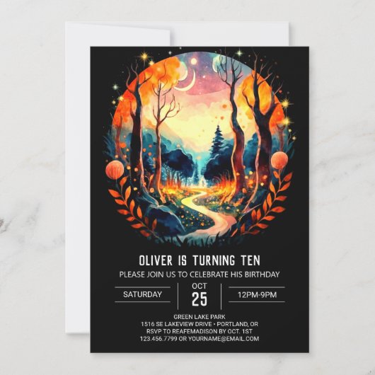 Invitation Watercolor Woods Adventure Anniversaire (Devant)