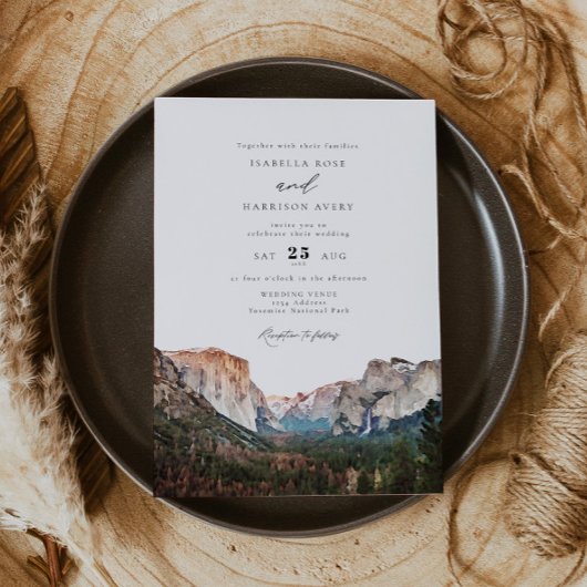 Invitation Watercolor Yosemite National Park Skyline Mariage