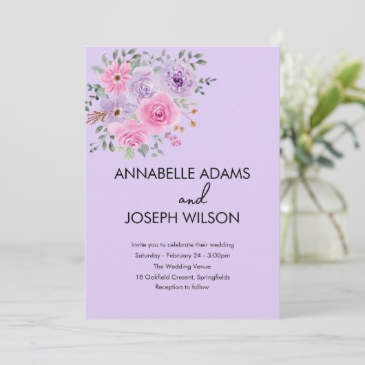 Invitation watercolors Florals Modern Botanical Wedding (Debout devant)