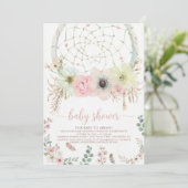 Invitation watercolour Boho flower Dreamcatcher Baby Shower (Debout devant)