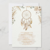 Invitation watercolour Boho flower Dreamcatcher Baby Shower (Devant)