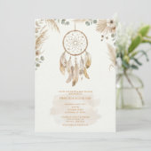 Invitation watercolour Boho flower Dreamcatcher Baby Shower (Debout devant)