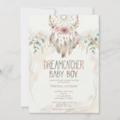 Invitation watercolour Boho flower Dreamcatcher Baby Shower (Devant)