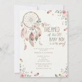 Invitation watercolour Boho flower Dreamcatcher Baby Shower (Devant)