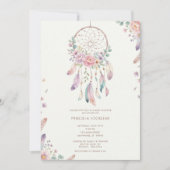 Invitation watercolour Boho flower Dreamcatcher Baby Shower (Devant)