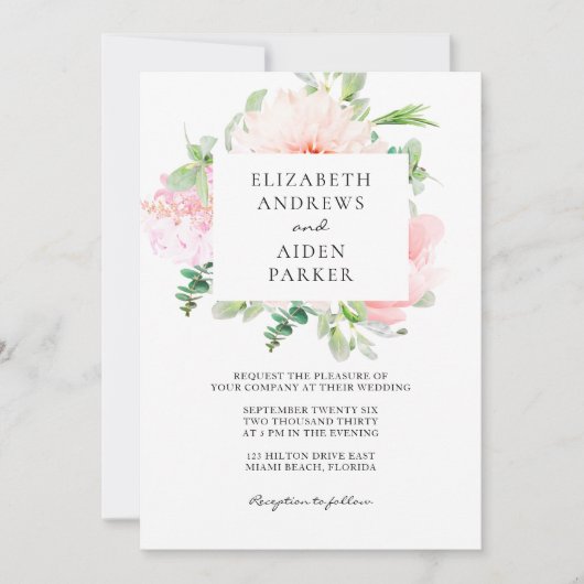 Invitation Watercolour Botanical Spring Wedding Collection (Devant)