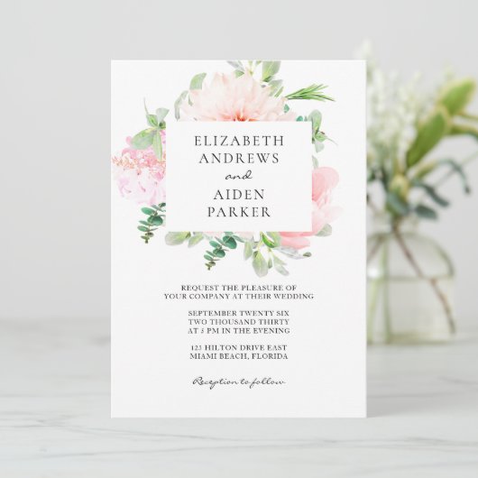 Invitation Watercolour Botanical Spring Wedding Collection (Debout devant)