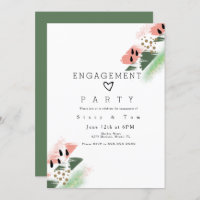 Watermelon Abstrait Organic Brush Engagement Party