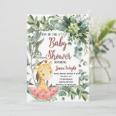 Invitation Watermelon Baby Giraffe Baby shower d'aquarelle (Debout devant)
