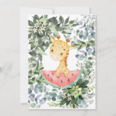 Invitation Watermelon Baby Giraffe Baby shower d'aquarelle (Dos)