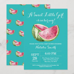 Invitation Watermelon Baby shower Turquoise Aqua Turquoise