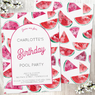 Invitation Watermelon Birthday Pool Party