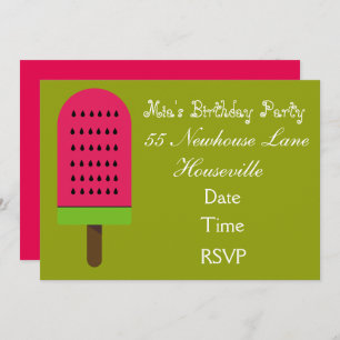 Invitation Watermelon bloc de glace popsicle girl Party