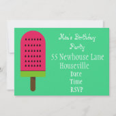 Invitation Watermelon bloc de glace popsicle girl Party (Devant)
