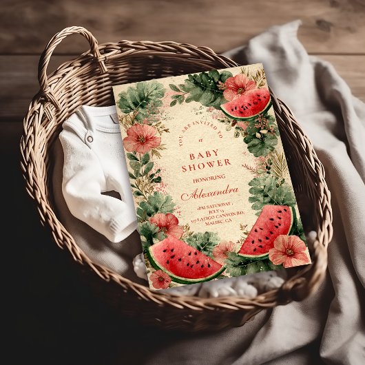 Invitation Watermelon Botanical Garden Baby Shower