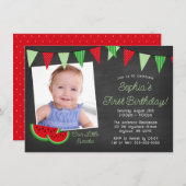 Invitation Watermelon Chalkboard Photo Anniversaire (Devant / Derrière)