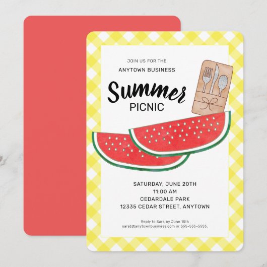 Invitation Watermelon Company Pique-nique d'été (Devant / Derrière)