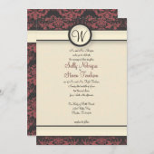 Invitation Watermelon & Cream Mariage damassé (Devant / Derrière)