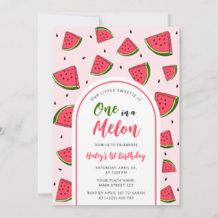 Invitation Watermelon Cute One in a Melon 1st Baby Birthday
