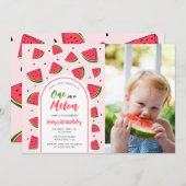 Invitation Watermelon Cute One in a Melon 1st Baby Birthday (Devant / Derrière)