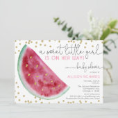 Invitation Watermelon fille baby shower douce petite fille (Debout devant)