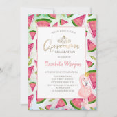Invitation Watermelon Flamants roses roses Quinceañera (Devant)