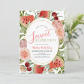 Invitation Watermelon Floral Sweet Celebration Fille Annivers (Debout devant)