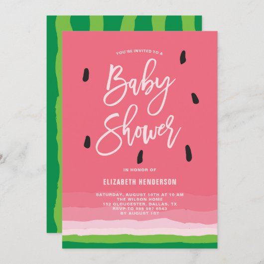 Invitation Watermelon Gradient Baby shower moderne (Devant / Derrière)