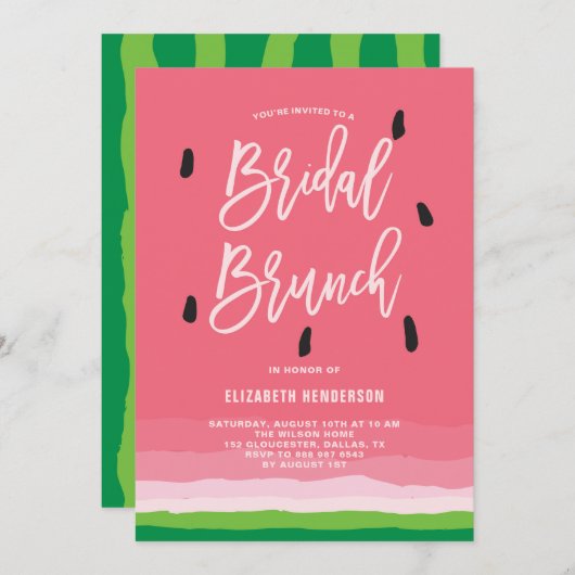 Invitation Watermelon Gradient Moderne Bridal Brunch (Devant / Derrière)