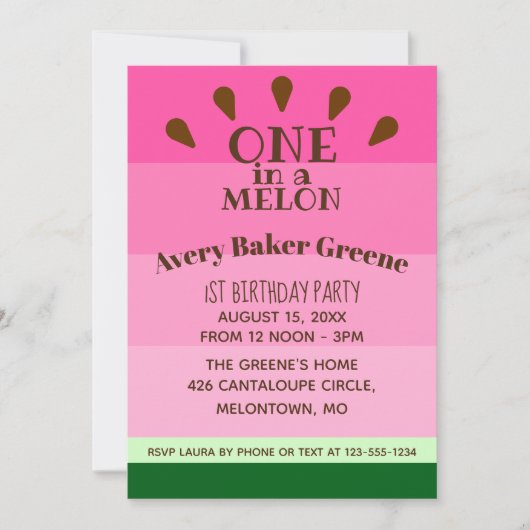 Invitation Watermelon One à Melon Anniversaire (Devant)