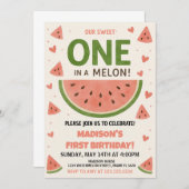 Invitation Watermelon "One in a Melon" 1er anniversaire (Devant / Derrière)