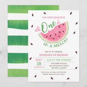 Invitation Watermelon One In A Melon 1er Anniversaire Invitat