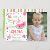 Invitation Watermelon One In A Melon 1er Anniversaire Photo (Devant / Derrière)