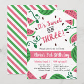 Invitation Watermelon troisième fête d'anniversaire Invitatio (Devant / Derrière)
