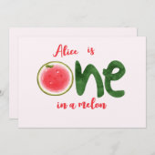 Invitation Watermelon un dans un melon premier anniversaire (Devant / Derrière)