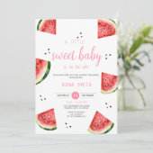 Invitation Watermelon Un petit Baby shower En vichy rose doux (Debout devant)